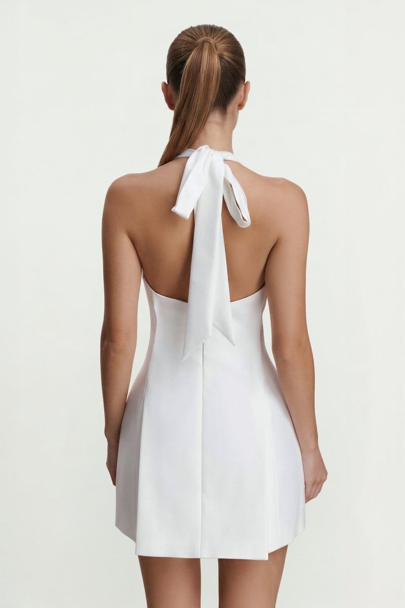 Halter A - Line Graduation Dress With Bow - KissProm